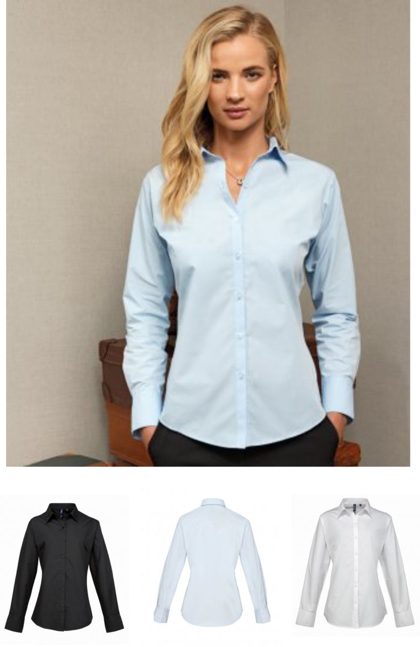 Premier PR307 Ladies Supreme Long Sleeve Poplin Shirt